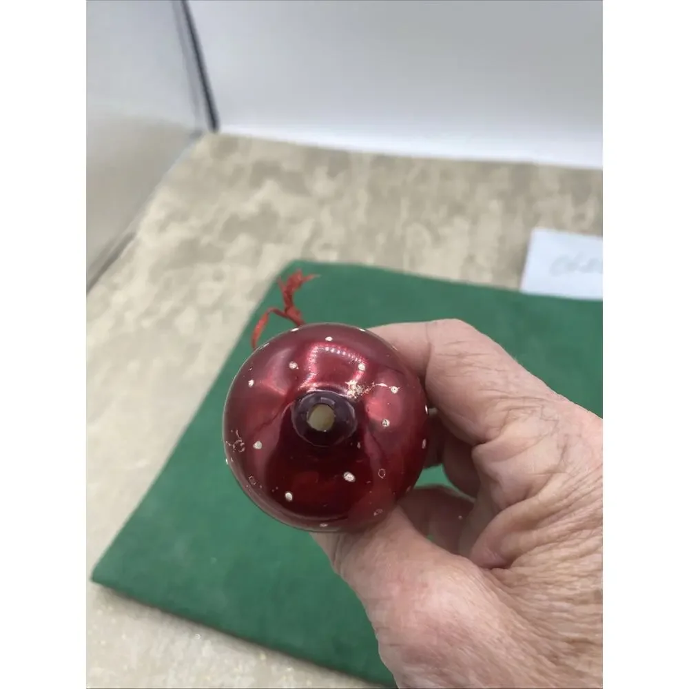 Antique Blown Glass German Mushroom Christmas Ornament Top Is Broken See Pics